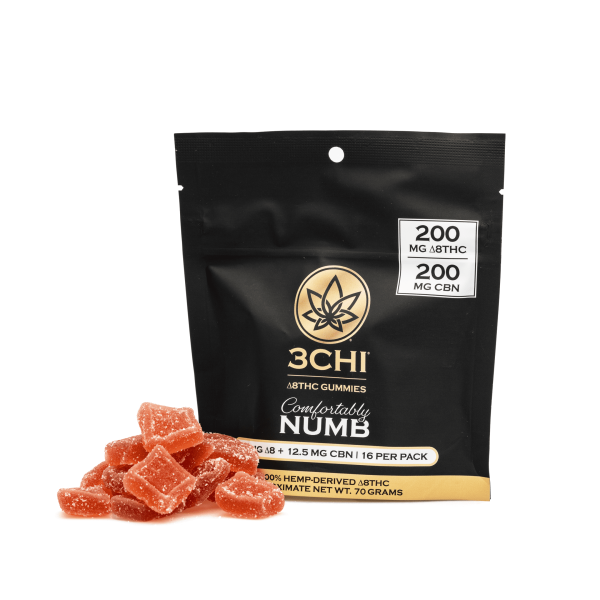 3Chi Comfortably Numb Gummies (200 mg Total Each Delta-8-THC & CBN)